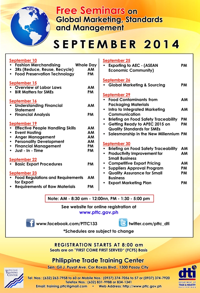 PTTC September seminars